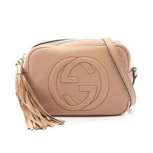 Gucci Soho Disco Bag with Interlocking G Shoulder Bag, Leather, Women's, Beig...